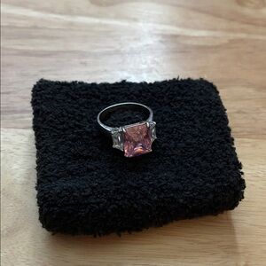 Stunning Pink Stone Silver Ring